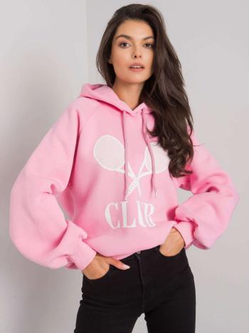 RŮŽOVÁ MIKINA S KAPUCÍ A POTISKEM EM-BL-02.02P-PINK Velikost: ONE SIZE