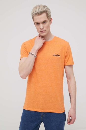 Tričko Jack & Jones pánský, oranžová barva, s aplikací