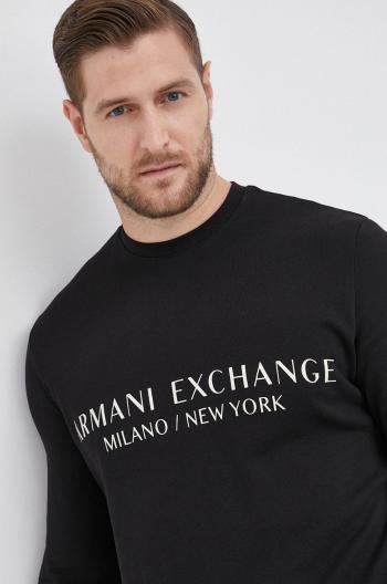 Bavlněná mikina Armani Exchange pánská, černá barva, s potiskem, 8NZM88 ZJKRZ NOS