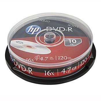 HP DVD+R, DRE00027-3, 4.7GB, 16x, cake box, 10-pack, bez možnosti potisku, 12cm, pro archivaci dat