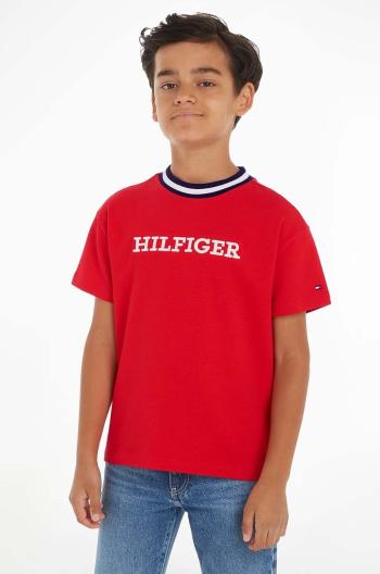 Dětské tričko Tommy Hilfiger červená barva, s potiskem