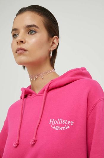 Mikina Hollister Co. dámská, růžová barva, s kapucí, s potiskem