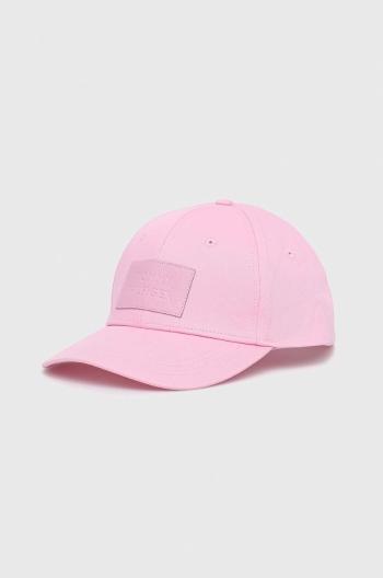Bavlněná baseballová čepice Tommy Hilfiger , růžová barva, s aplikací