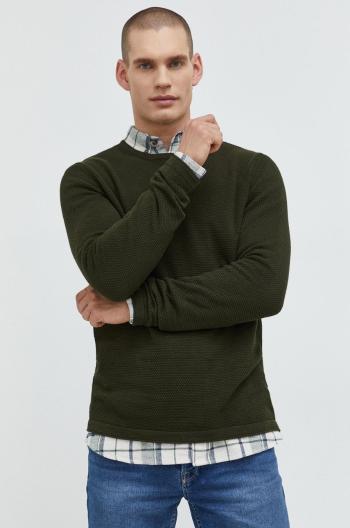 Bavlněný svetr Only & Sons pánský, zelená barva, lehký