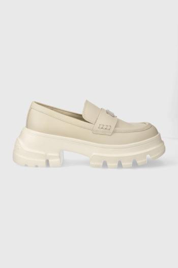 Mokasíny Tommy Jeans TJW CHUNKY LOAFER dámské, béžová barva, na platformě, EN0EN02504