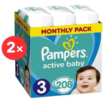 PAMPERS Active Baby–Dry vel. 3 Midi (2× 208 ks) – dvouměsíční balení