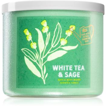 Bath & Body Works White Tea & Sage vonná svíčka 411 g