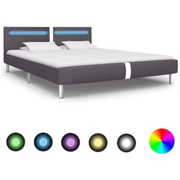 Rám postele s LED světlem šedý umělá kůže 180x200 cm (280860)