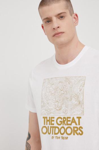 Bavlněné tričko Tom Tailor bílá barva, s potiskem