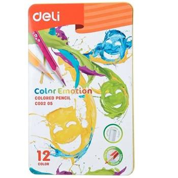 DELI Color Emotion trojhranné, kovové pouzdro 12 barev (EC00205)