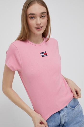 Tričko Tommy Jeans dámský, růžová barva