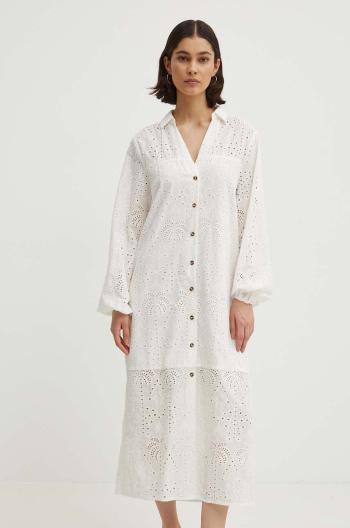 Bavlněné šaty Never Fully Dressed Jenna Shirt dress bílá barva, midi, NFDDR1349