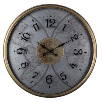Nástěnné hodiny Michele s mapou světa - Ø 80*10 cm / 1*AA 5KL0195
