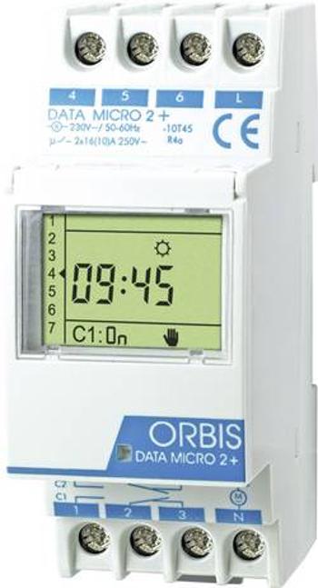 Časovač na DIN lištu ORBIS Zeitschalttechnik DATA MICRO-2 + 230 V, 250 V/AC