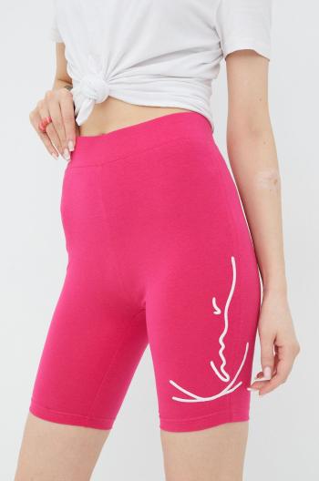 Kraťasy Karl Kani dámské, růžová barva, s aplikací, high waist