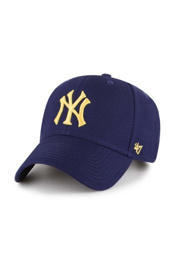 Bavlněná baseballová čepice 47brand Mlb New York Yankees tmavomodrá barva, s aplikací