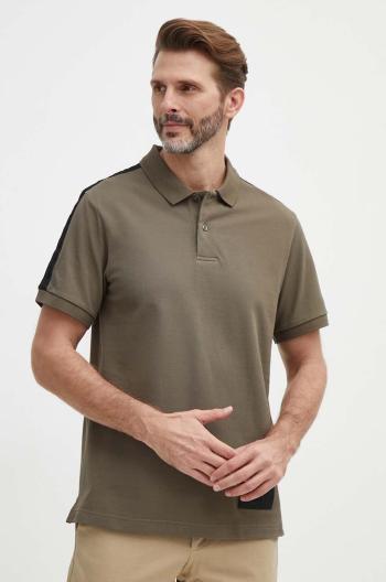 Bavlněné polo tričko Armani Exchange zelená barva, s aplikací