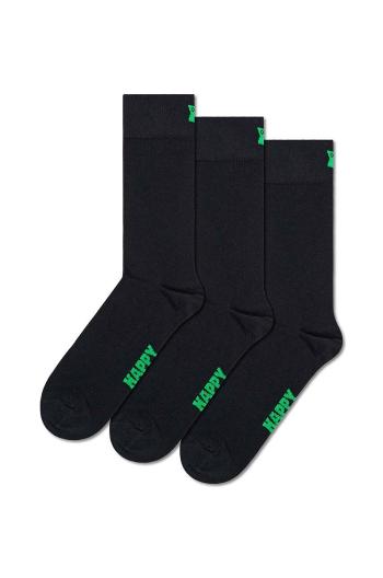 Ponožky Happy Socks Solid Socks 3-pack černá barva