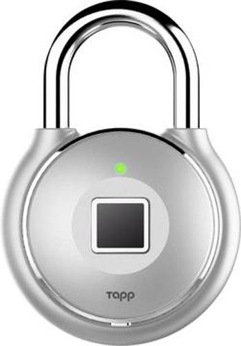 Bluetooth visací zámek zámek s otiskem prstu, visací zámek Bluetooth Tapplock Tapplock one plus - sterling silver, 56 mm, Sterling Silver