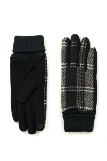 Černé kárované rukavice Edinburgh