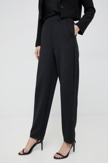 Kalhoty Emporio Armani dámské, černá barva, jednoduché, high waist