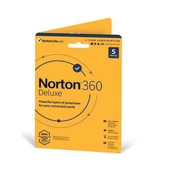 Norton 360 Deluxe 50GB, VPN, 1 uživatel, 5 zařízení, 12 měsíců (elektronická licence) (21405762)