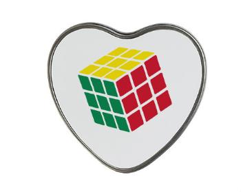 Plechová krabička srdce Rubikova kostka