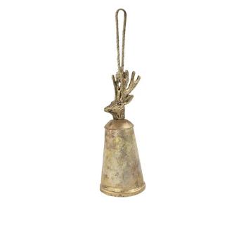 Zlatý kovový zvonek s hlavou jelena Deer - Ø 6*15cm CIBGH15