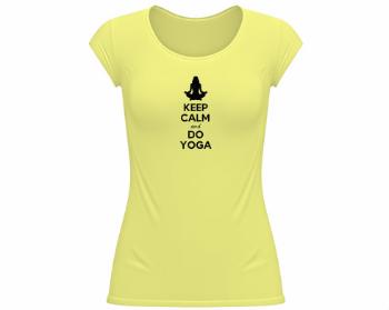 Dámské tričko velký výstřih Keep calm and do yoga