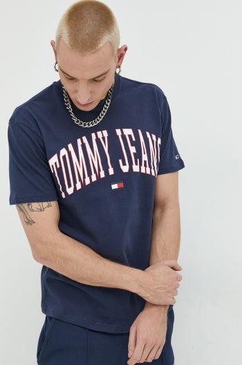 Bavlněné tričko Tommy Jeans tmavomodrá barva, s potiskem