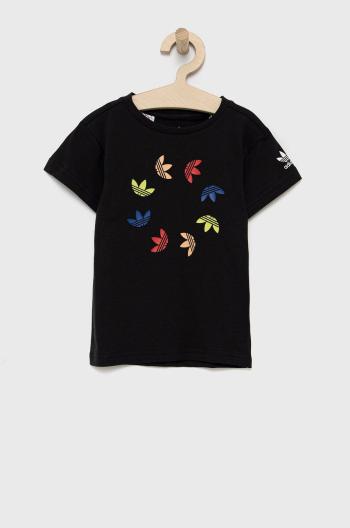 Dětské bavlněné tričko adidas Originals HE6836 černá barva, s potiskem