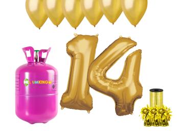 HeliumKing Helium párty set na 14. narozeniny se zlatými balónky
