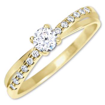 Brilio Půvabný prsten s krystaly ze zlata 229 001 00810 58 mm