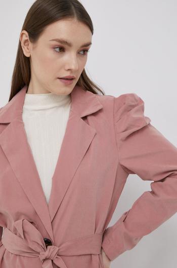 Kabát JDY dámský, růžová barva, přechodný