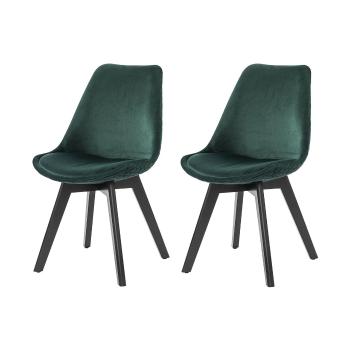 Sametová jídelní židle – zelená – set 2 ks