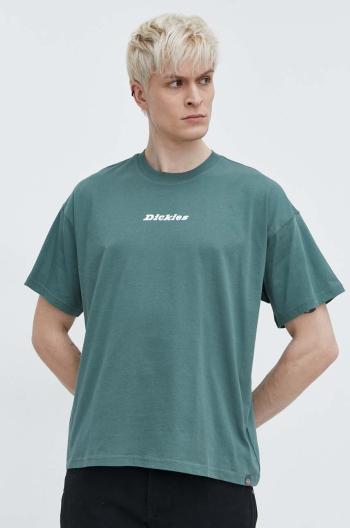 Bavlněné tričko Dickies ENTERPRISE TEE SS zelená barva, s potiskem, DK0A4YRN