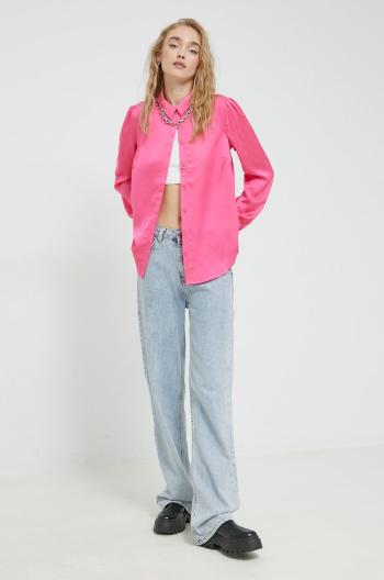 Košile Vila Viellette dámská, růžová barva, regular, s klasickým límcem