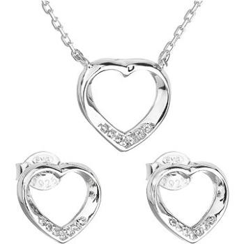 EVOLUTION GROUP Sada šperků se zirkonem náušnice a náhrdelník bílé srdce 19019.1  (Ag, 925/1000, 3,2 (8590962190205)