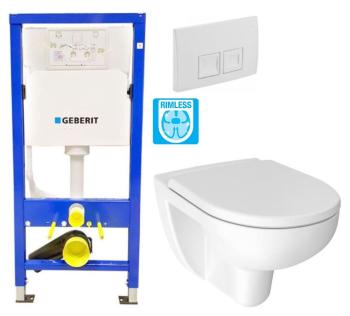 GEBERIT DuofixBasic s bílým tlačítkem DELTA50 + WC JIKA LYRA PLUS RIMLESS + SEDÁTKO DURAPLAST 458.103.00.1 50BI LY1