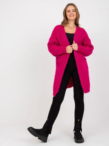 FUCHSIOVÝ PLETENÝ KARDIGAN TW-SW-BI-9019.82-FUCHSIA Velikost: ONE SIZE