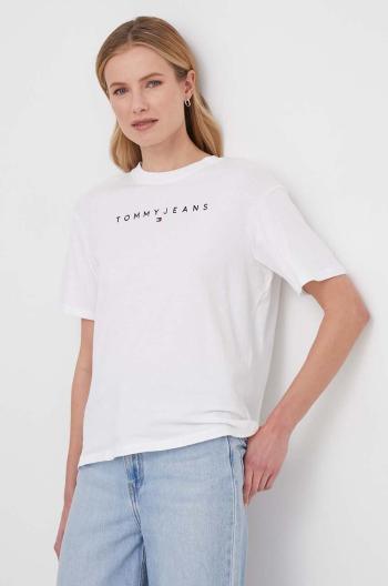 Bavlněné tričko Tommy Jeans bílá barva, DW0DW17836