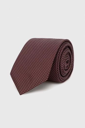 Hedvábná kravata HUGO hnědá barva