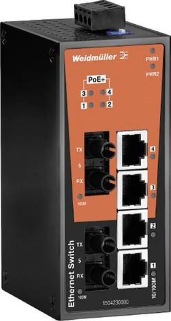 Průmyslový ethernetový switch Weidmüller, IE-SW-BL06T-4POE-2ST, 10 / 100 MBit/s, funkce PoE