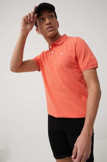Bavlněné polo tričko Tom Tailor oranžová barva, hladký