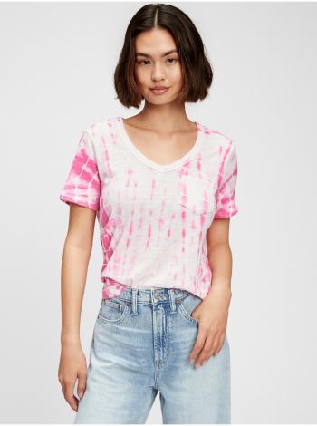 Růžové dámské tričko foreversoft v-neck t-shirt GAP