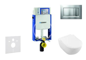GEBERIT Kombifix Modul pro závěsné WC s tlačítkem Sigma30, matný chrom/chrom + Villeroy Boch WC a sedátko, DirectFlush, SoftClose, CeramicPlus 110.302.00.5 NI7