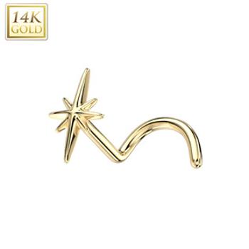 Šperky4U Zlatý piercing do nosu - hvězda, Au 585/1000 - ZL01242-YG