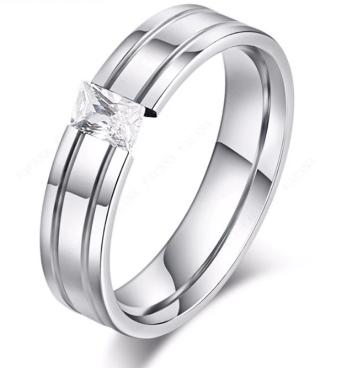 Ziskoun Dámský prsten s výrazným zirkonem z chirurgické oceli- stříbrný SR000094 Velikost: 9