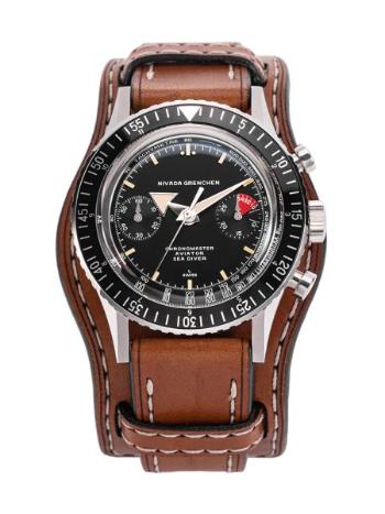 Nivada Grenchen Chronomaster Broad Arrow Manual - Bund Brown Leather