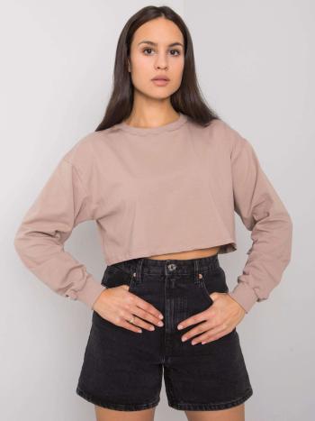 BÉŽOVÉ VOLNÉ CROP TRIČKO S DLOUHÝMI RUKÁVY RV-BZ-7309.54-BEIGE Velikost: S/M